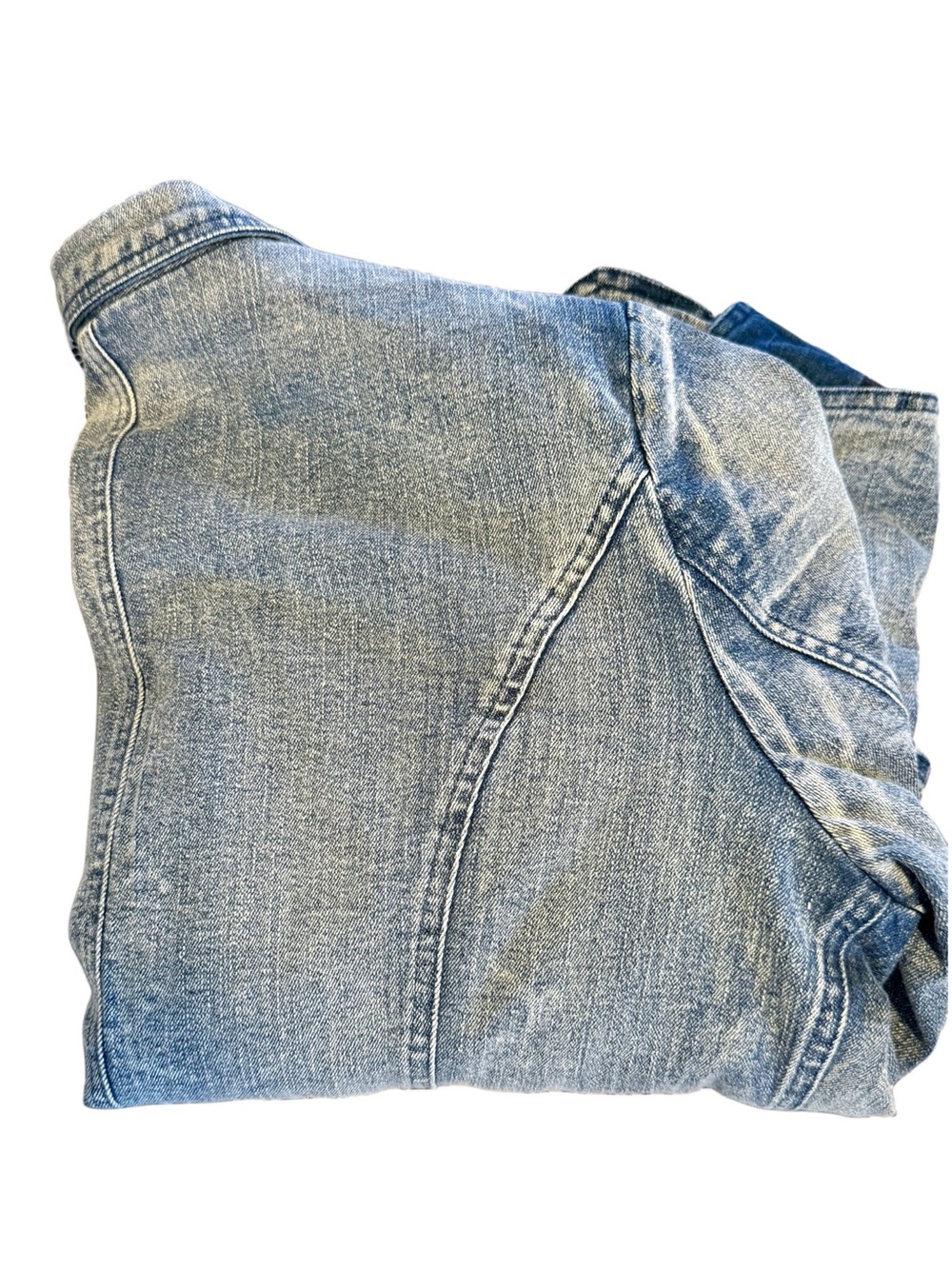 Adam & Amber Denim Blazer Jean Jacket Gold Buttons Double Breasted Size Small - Picture 7 of 11